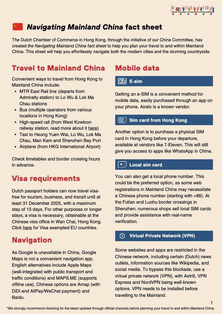 Navigating Mainland China Fact Sheet